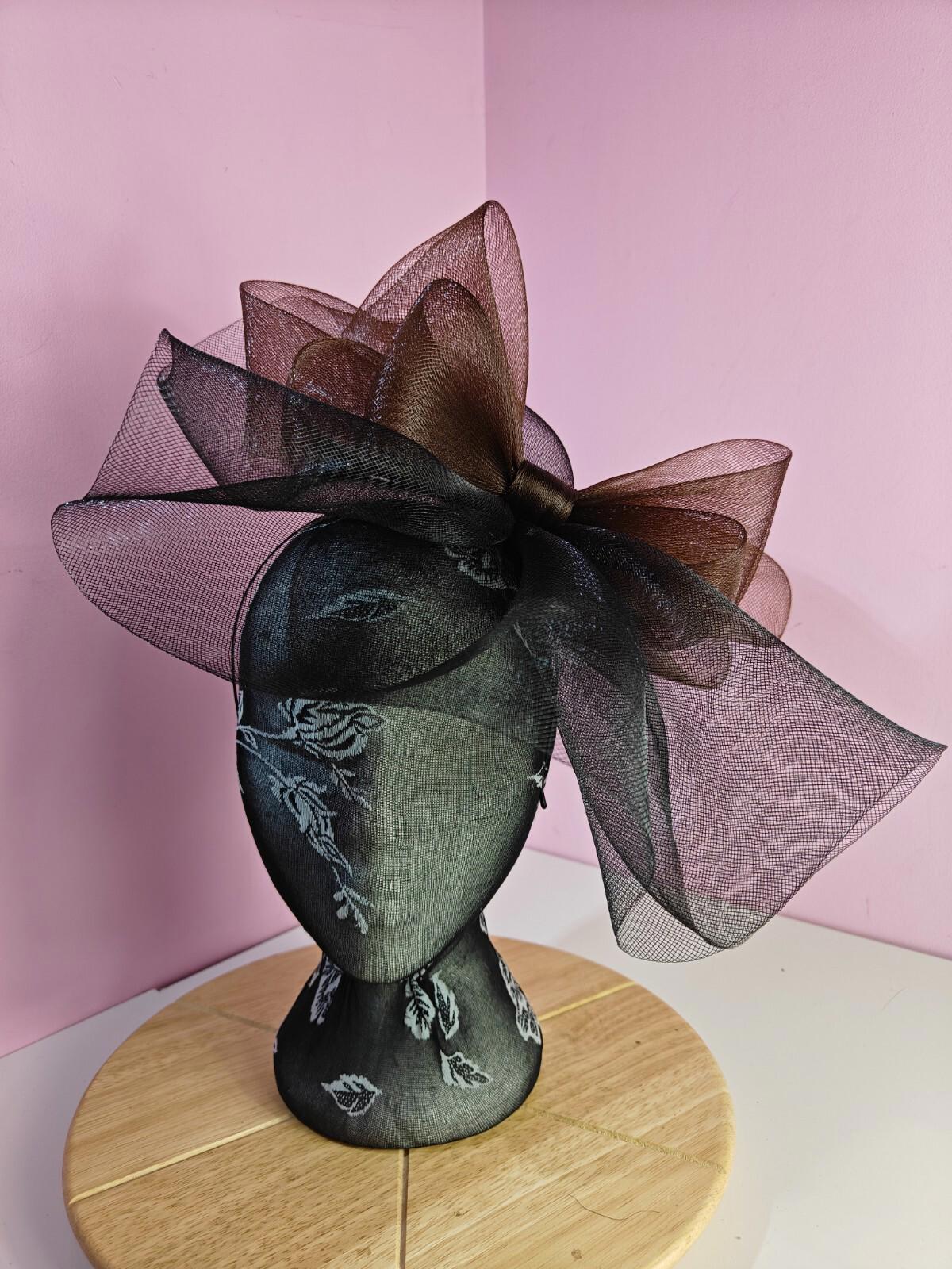 black brown fascinator millinery headband derby wedding hat ascot race