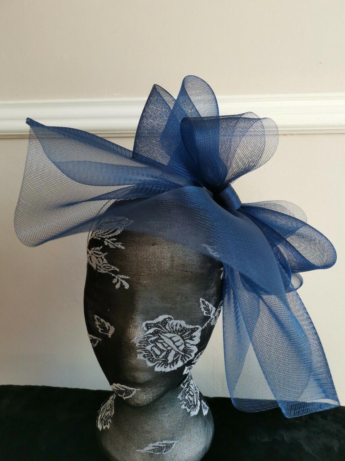 navy blue headband crin fascinator millinery hat wedding ascot