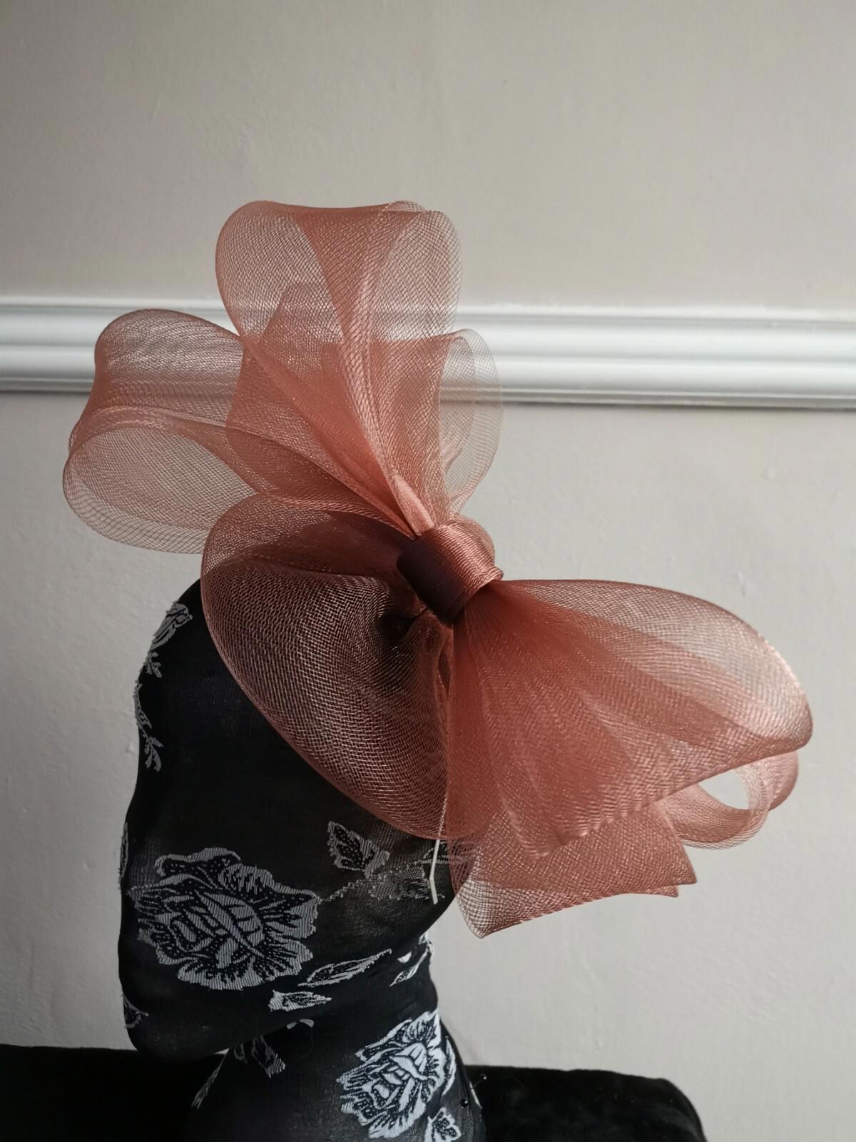 light brown fascinator millinery burlesque headband wedding hat hair piece