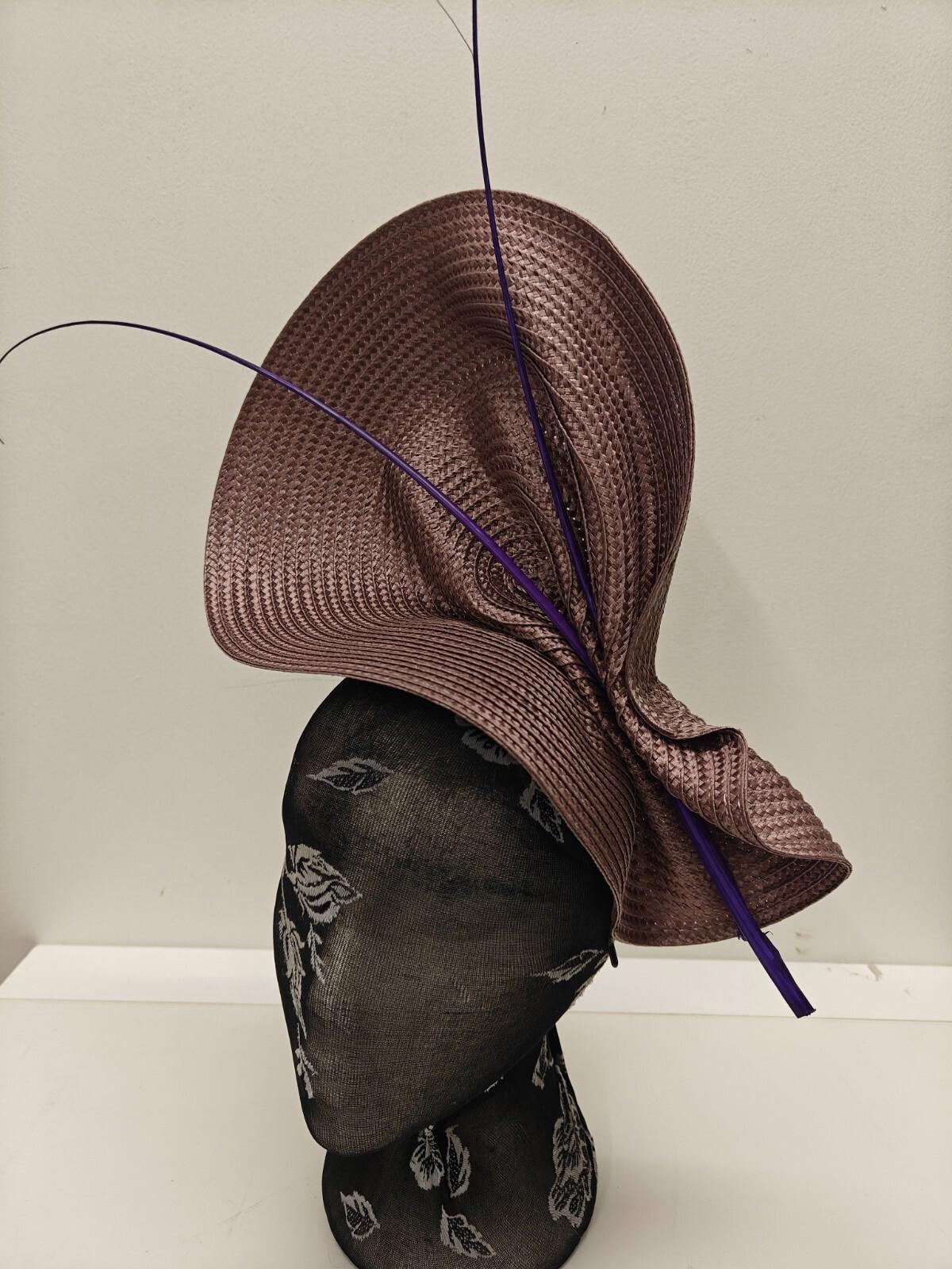 light brown straw fascinator ostrich quill spine millinery headband wedding hat