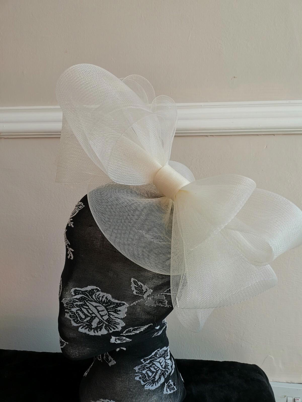 ivory off white fascinator millinery burlesque headband wedding hat hair piece