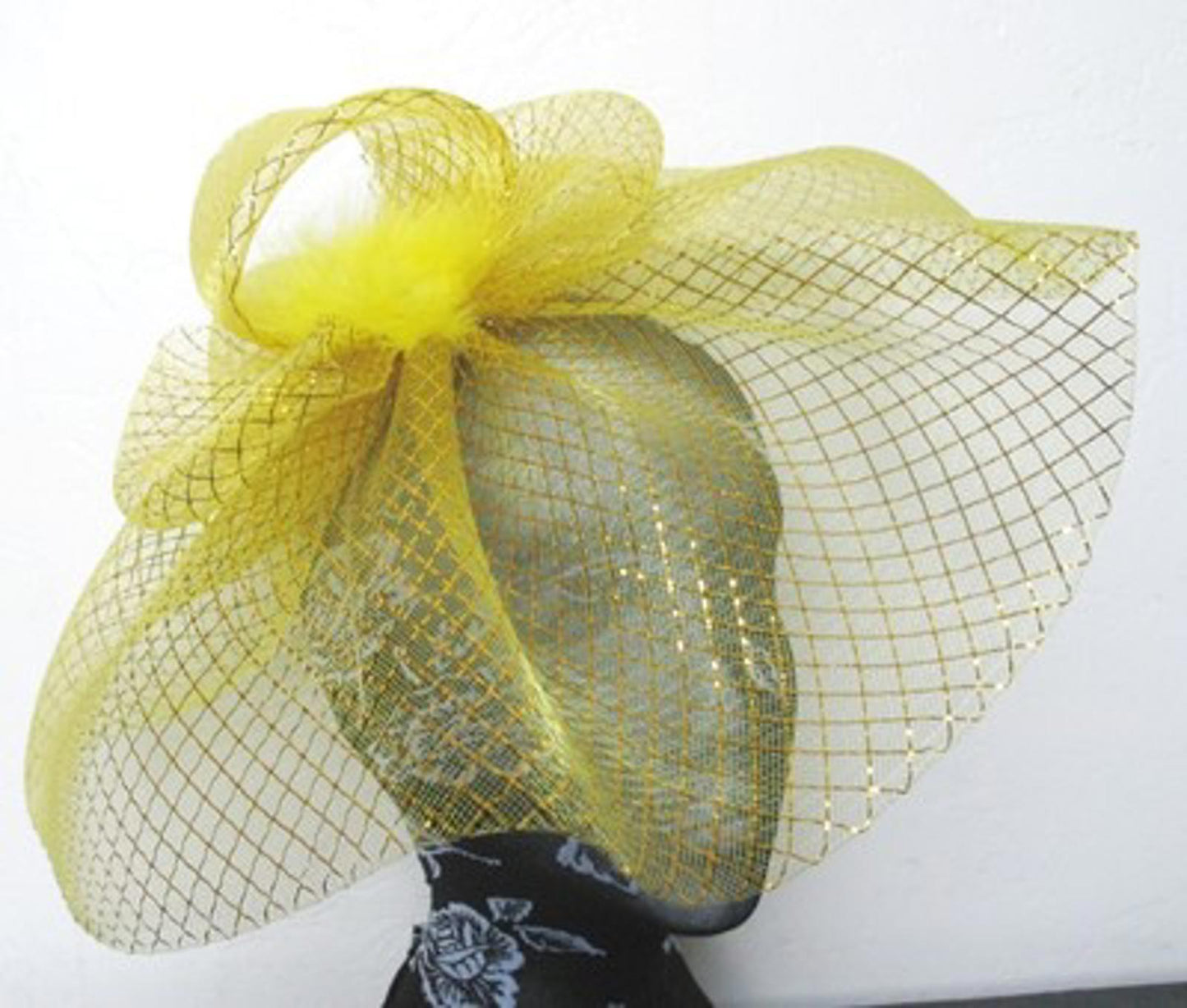gold feather fascinator millinery burlesque headband wedding hat hair piece x