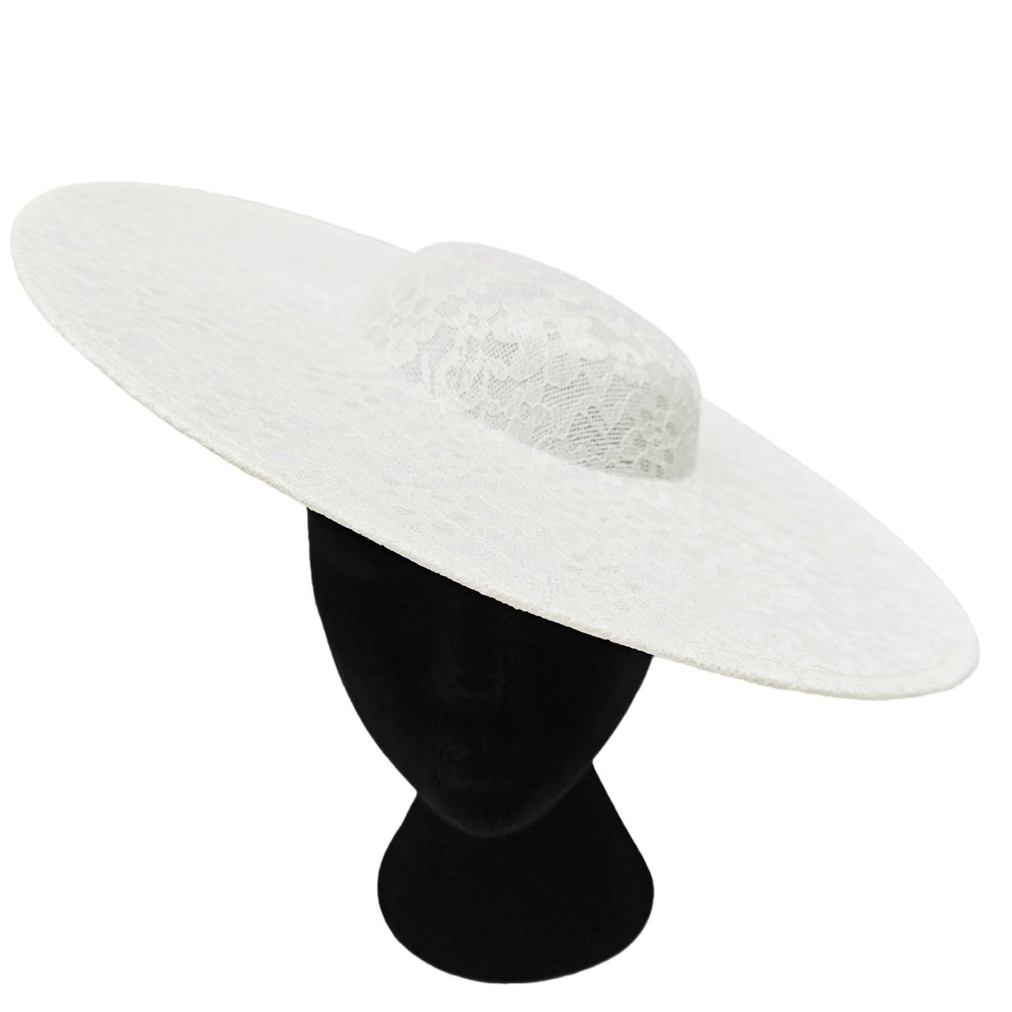 ivory lace large wide brim DIY fascinator base wedding hat Kentucky Derby Ascot