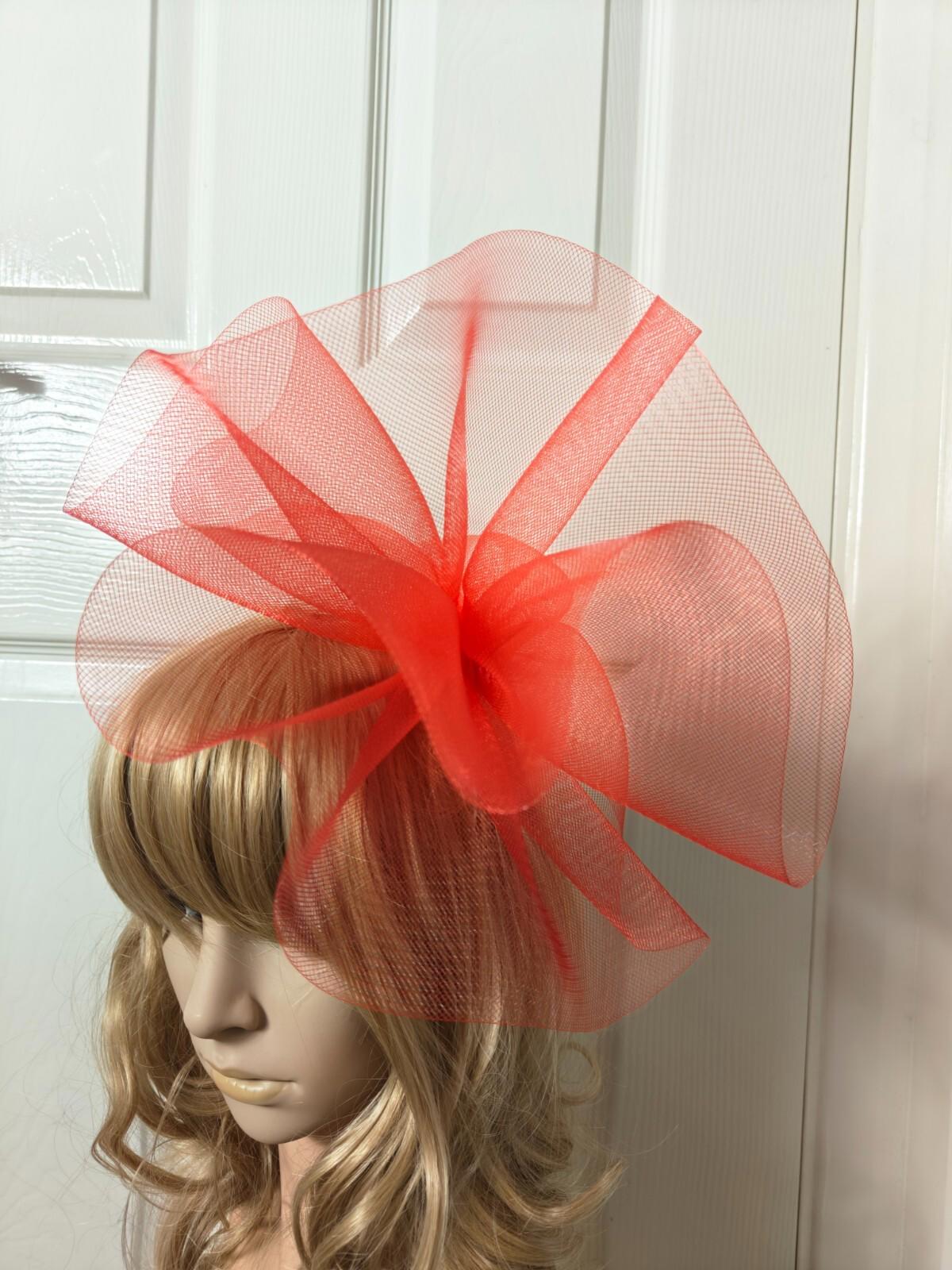 red fascinator millinery burlesque headband wedding hat ascot race