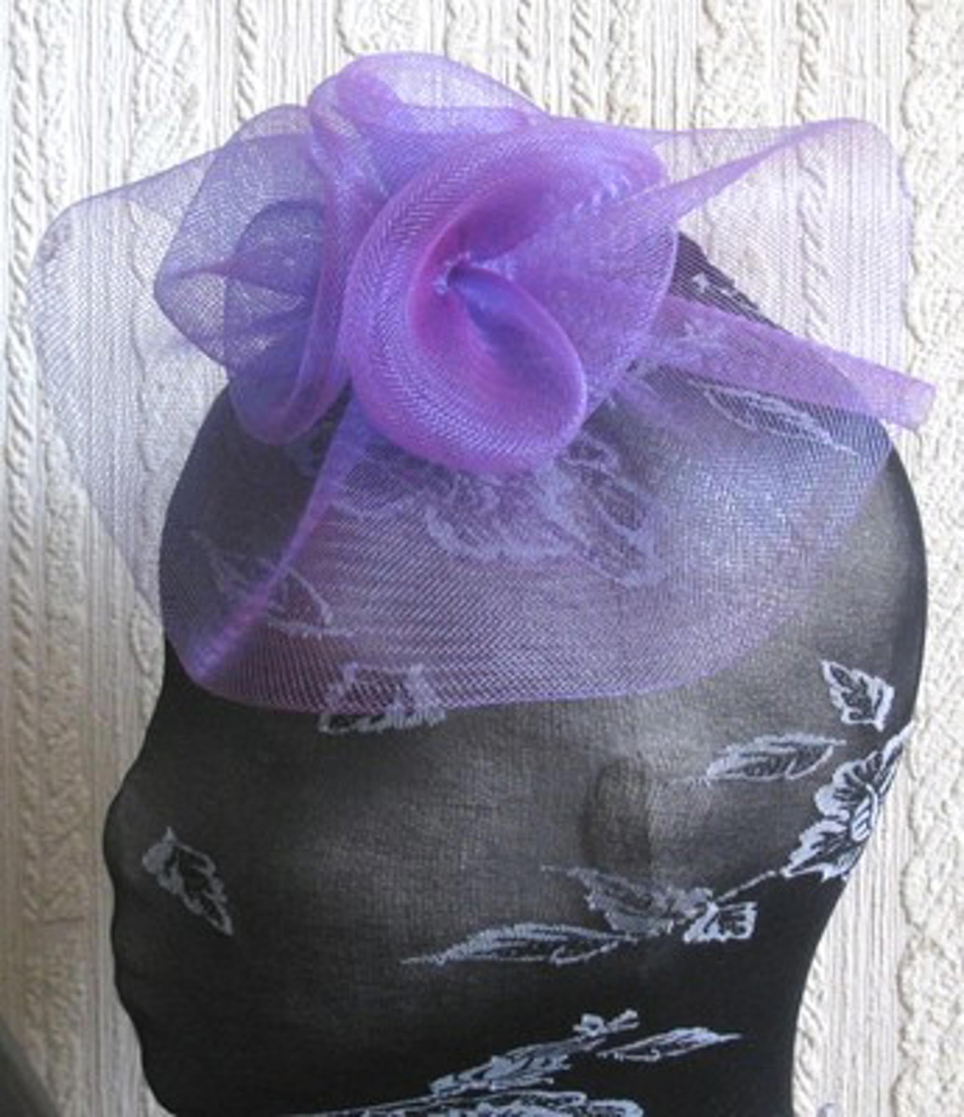 purple flower fascinator millinery  brooch clip wedding hat bridal ascot race