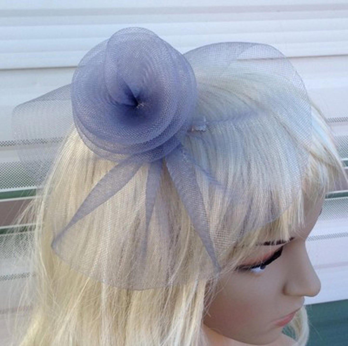 grey fascinator millinery feather brooch clip wedding hat bridal ascot race