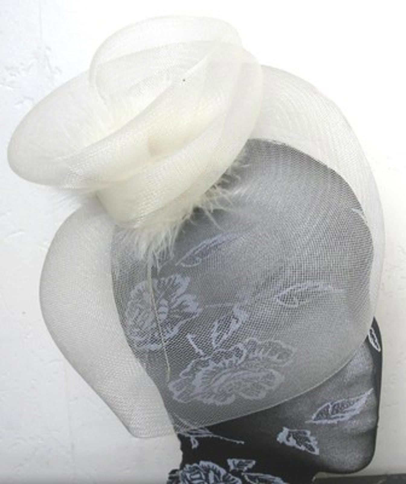 ivory feather fascinator millinery burlesque headband wedding hat hair piece x