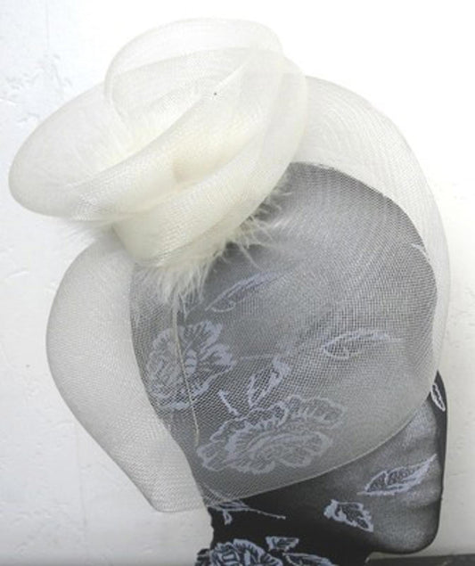 ivory feather fascinator millinery burlesque headband wedding hat hair piece x
