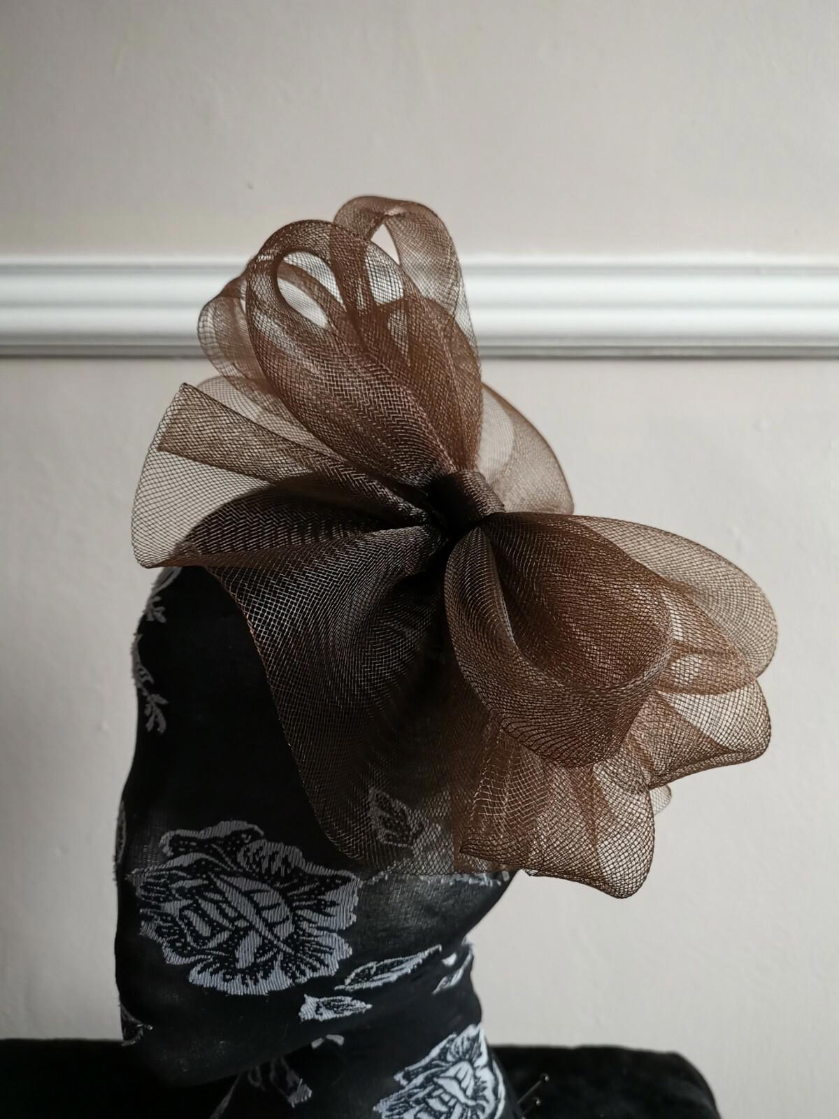 dark brown fascinator millinery burlesque headband wedding hat hair piece