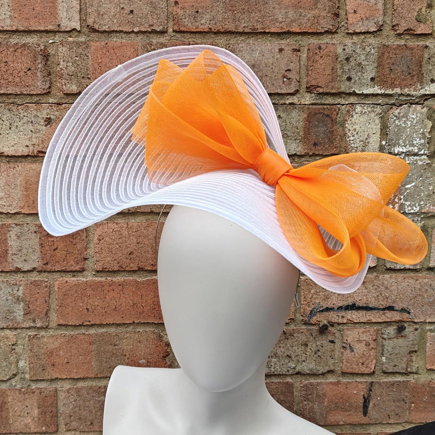 white orange bow crinoline fascinator millinery headband wedding hat party cosplay