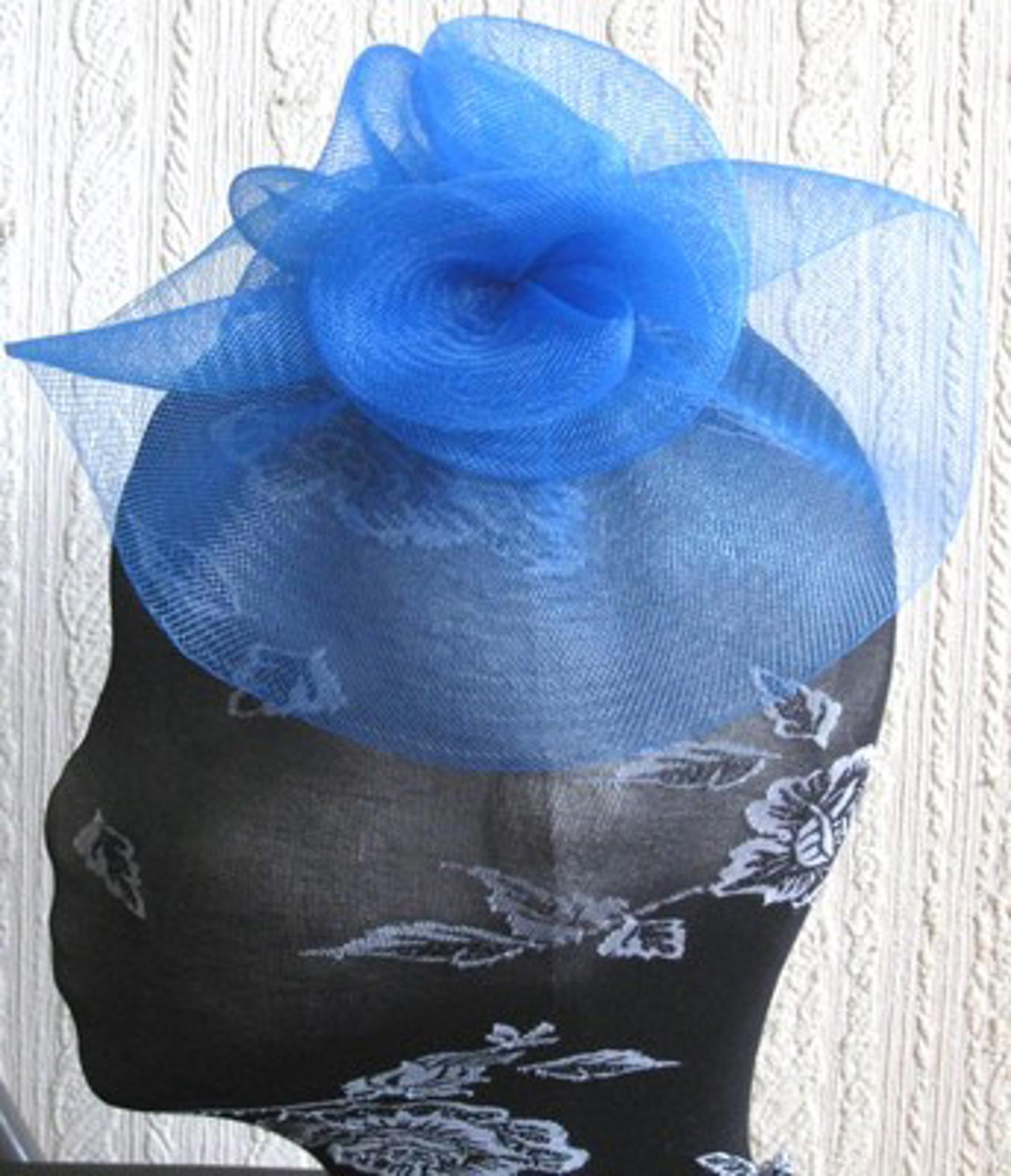 blue flower fascinator millinery  brooch clip wedding hat bridal ascot race