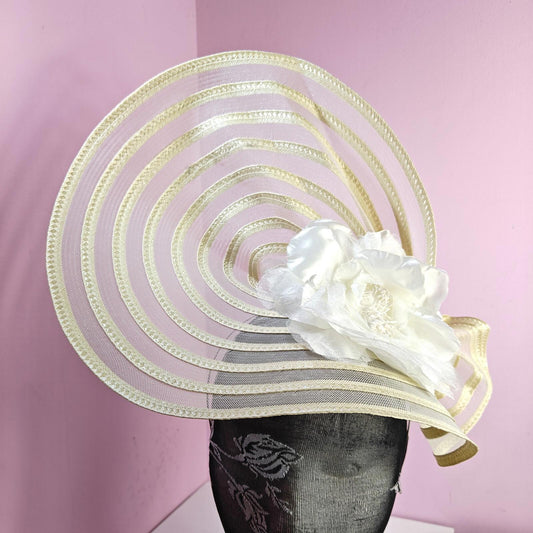 cream ivory flower fascinator millinery wedding hat Kentucky Derby Royal Ascot
