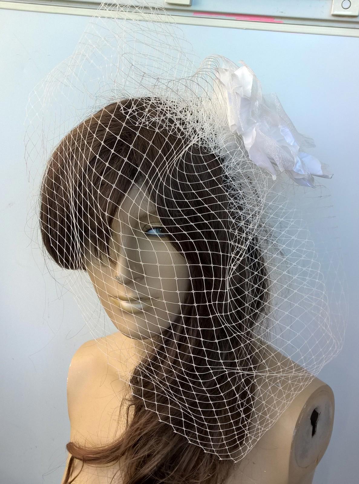 white satin flower black veiling fascinator hair clip ascot wedding bridal x