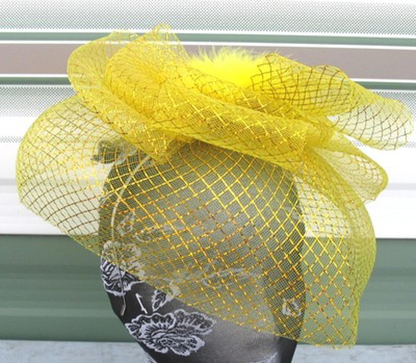 gold feather fascinator millinery burlesque headband wedding hat race ascot