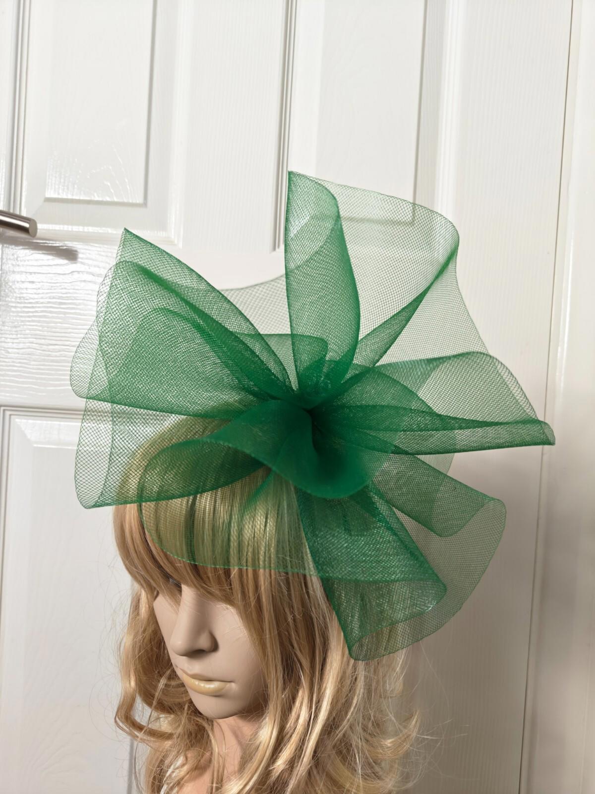 green fascinator millinery burlesque headband wedding hat ascot race