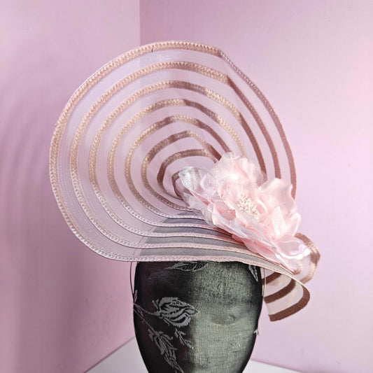 light pink flower fascinator millinery wedding hat Kentucky Derby Royal Ascot